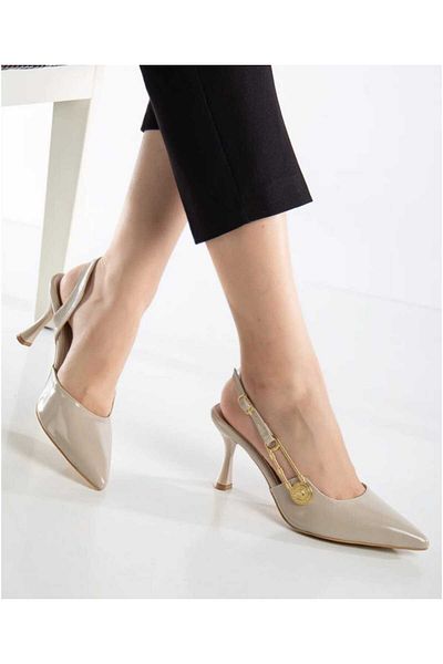 Best Group Women's Black Patent Leather Side Stylish Buckle Pointed Toe Heeled Shoes