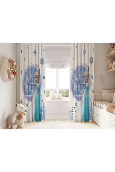 Şen Dekorasyon Elsa Blue Tone Children's Background Curtain