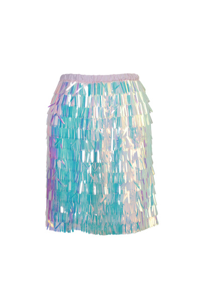 boucles Şeffaf Çubuk Payetli Mini Lastik Bel Özel Üretim Etek