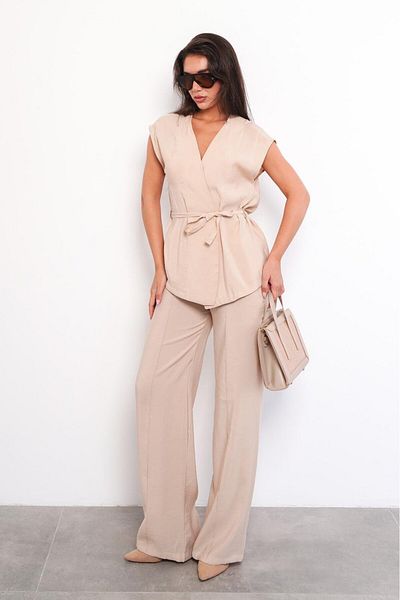 Seeh Beige Basic Vest Trousers Suit Sh241