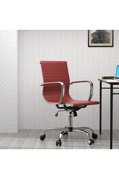 Mahmayi Modern UL UT-C031L Low Back PU Office Chair Ergonomic Chair Ideal for Home Office - Maroon