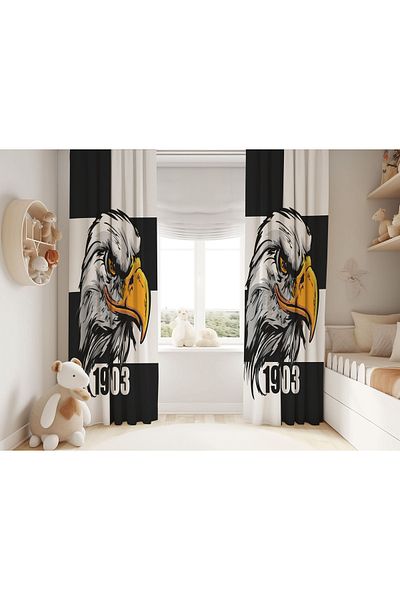 Şen Dekorasyon Eagle Black White Children's Background Curtain