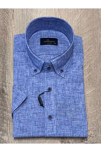 Daniel Bessi Classic Cut 100% Cotton Short Sleeve Men's Shirt with Pockets