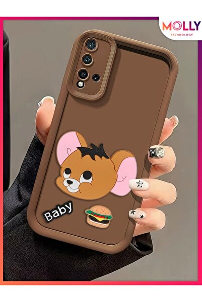 Molly Xiaomi Redmi 9T İçin Fallow Brown Kenarları Kalın 3d Kabartmalı Baby Je...