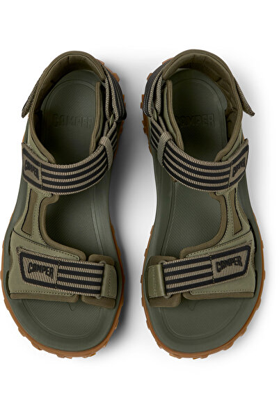 CAMPER Men's Green Hook And Loop Adjustable Summer Sandals with Non-Slip Sole Drift Trail