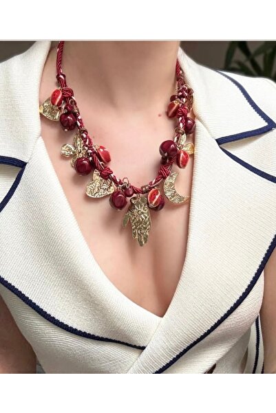 Asum İsstanbul Brand Claret Red Charm Necklace