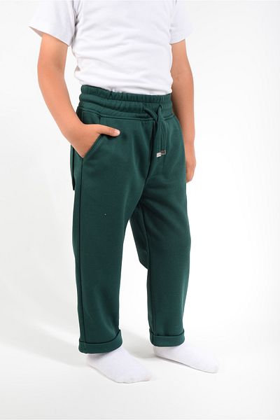 KİDSPİTİRCİK Green Jogger Pants Lakos Fabric with Side Pockets - Elastic Waist - Laces