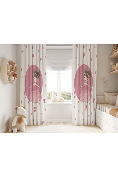 Şen Dekorasyon Ballerina Girl Children's Background Curtain
