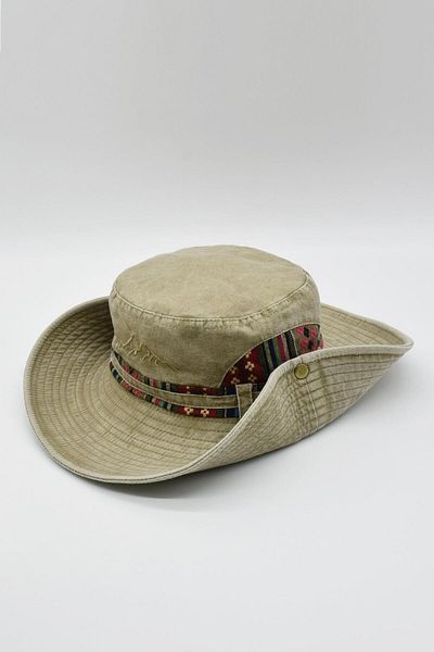 Külah Women's Denim Safari Western Hat Wide Brim Sun Hat - Beige