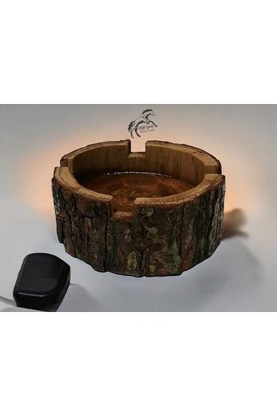 Krb Ahsap Wooden Ashtray, Ash Tray, Natural Log Ashtray, Decorative Ashtray