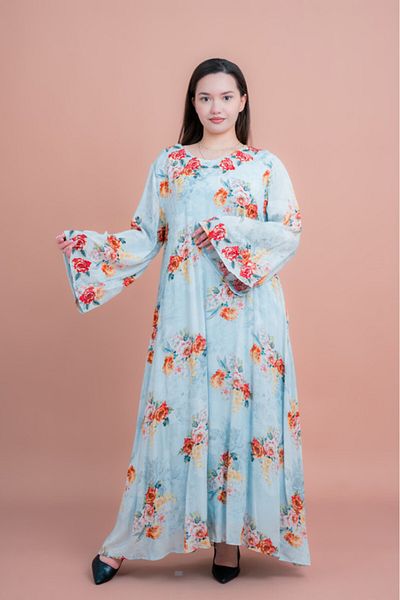 IKKXA Floral Printed Long Sleeve Jalabiya