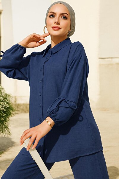 HAKKE Button Detailed Double Linen Set