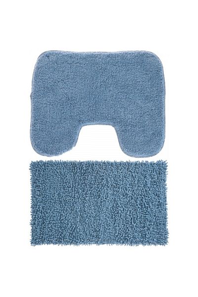Excellent Houseware Set de 2 covorașe de baie ETI, poliester, albastru, 50x70 cm