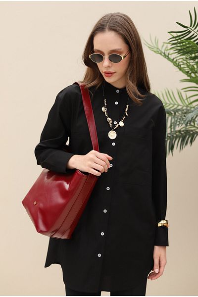HEQA Leather Tote Bag Cherry