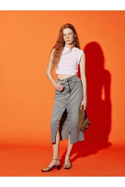 LC Waikiki XSIDE Crew Neck Gathered Crop (S5)