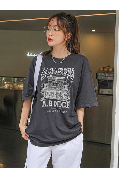 Boi Γυναικεία/Κορίτσια Smoked Sagacıous Printed Oversize T-shirt