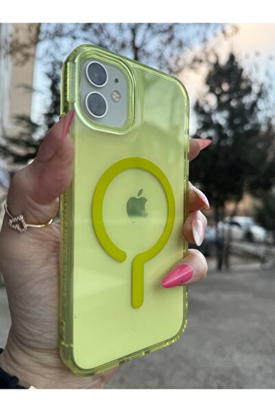 DÜNYA AKSESUAR iPhone 11 uyumlu renkli şeffaf megsafe şarj tam koruma sert silikon kılıf