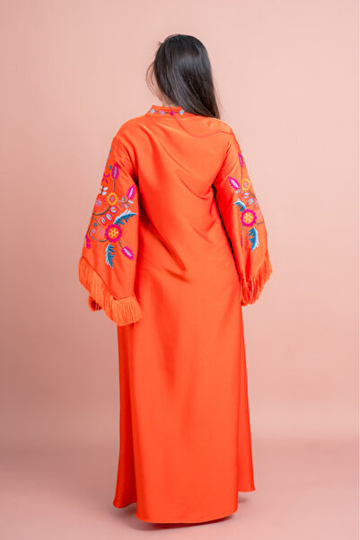 IKKXA Shimmer Detail Sleeves Embroidered Jalabiya