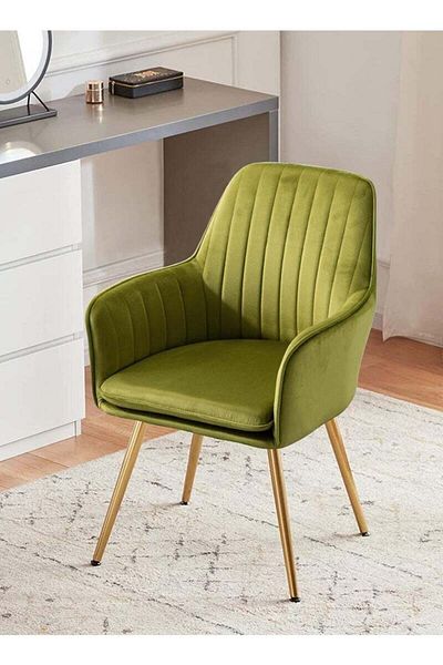 Taimi Chair Modern With Armrests Padded Seat And Metal Legs For Living Room, Office Room Yellow