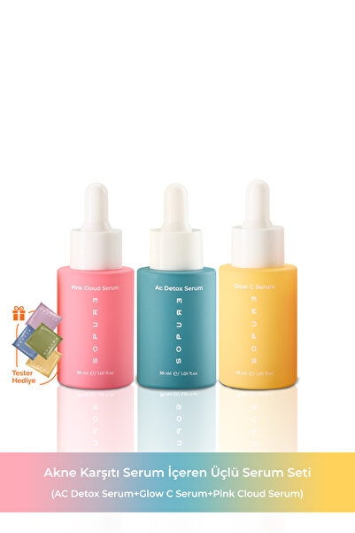 Sopure Akne Karşıtı Serum İçeren Üçlü Serum Seti