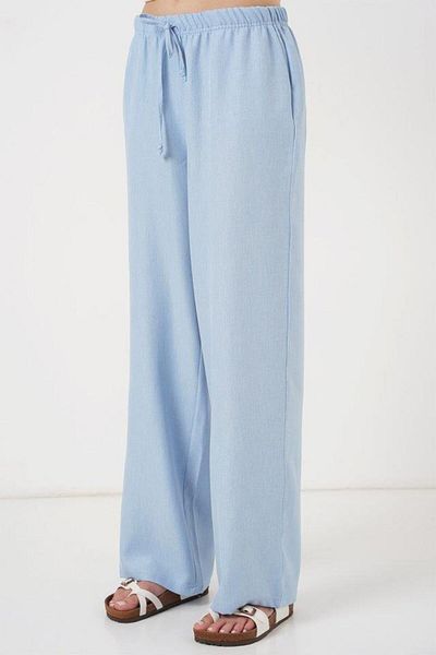 Aymood Wide Leg Linen Trousers 6735 - Blue