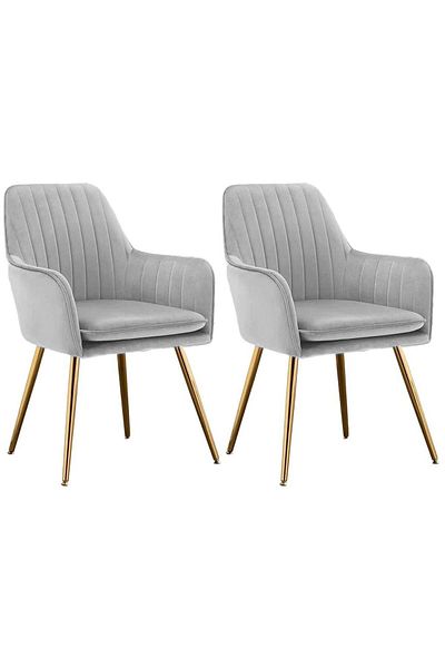 Taimi Set Of 2-Chair Modern With Armrests Padded Seat And Metal Legs For Living ,Office Room Light Gray