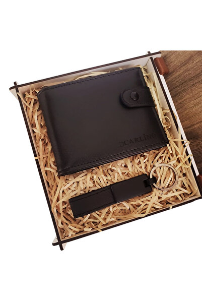 Fixport Wallet Keychain Set with Wooden Box