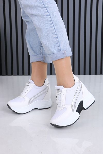 layki Women's 8 cm Sole Orthopedic Daily Sports Shoes with Mesh Detail