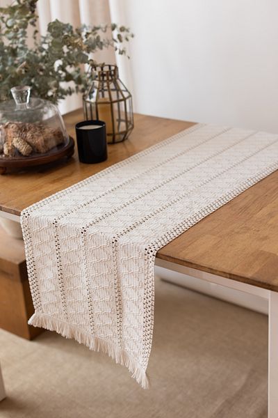 vivamaison Κάλυμμα τραπεζιού Runner Lace από 100% οργανικό βαμβάκι - Τραπεζομάντηλο υψηλής ποιότητας 35x145 cm
