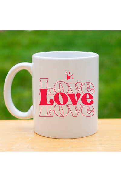 Tu&Se Candles كوب مكتوب عليه LOVE – تصميم رومانسي، طباعة على الوجهين، خيار هدية