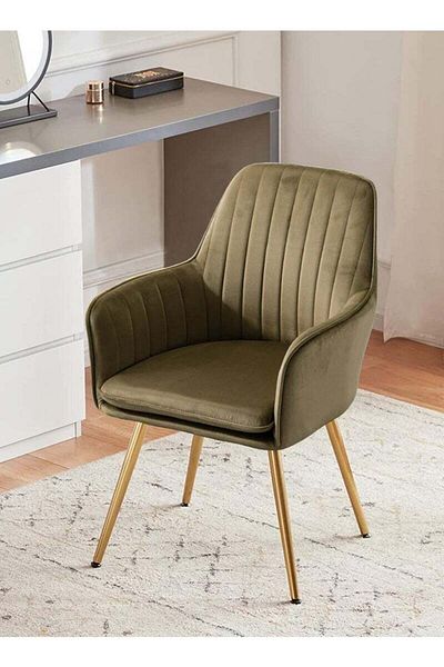 Taimi Chair Modern With Armrests Padded Seat And Metal Legs For Living Room, Office Room Brown