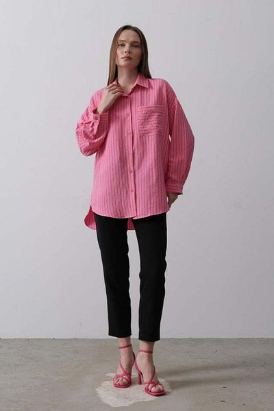 Aymood Striped Single Pocket Shirt - Pink