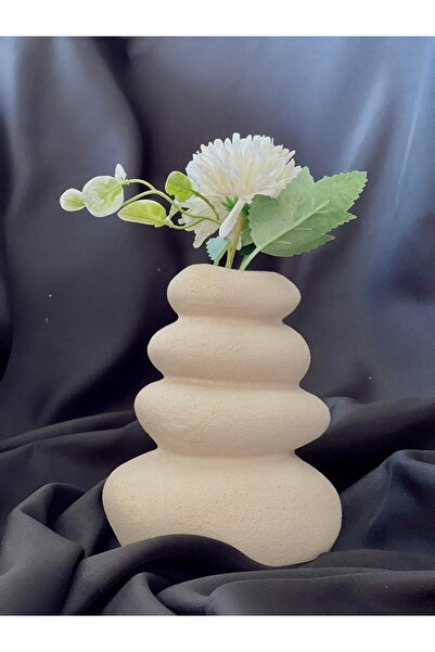 BGV HOME HM 4 Boğum Modern Dekoratif Krem Vazo