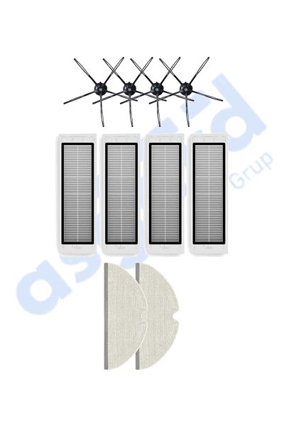 Asgard Grup Roborock S50 – S55 –S5 Max – S6 – S6 Maxv Compatible 4 Side Brushes 4 Filters 2 Mops