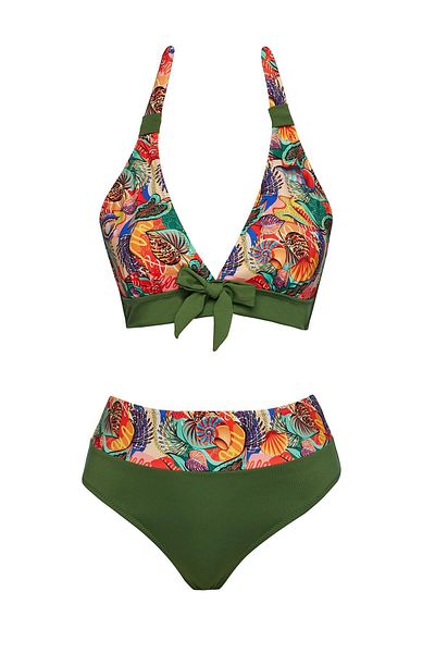 SAILOR moda High Waist Patterned Triangle Bikini Set
