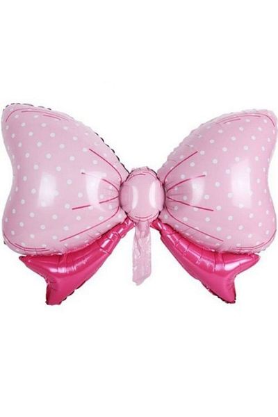 parti sürprizi Pink Polka Dot Bow Shaped Foil Balloon 1Pcs