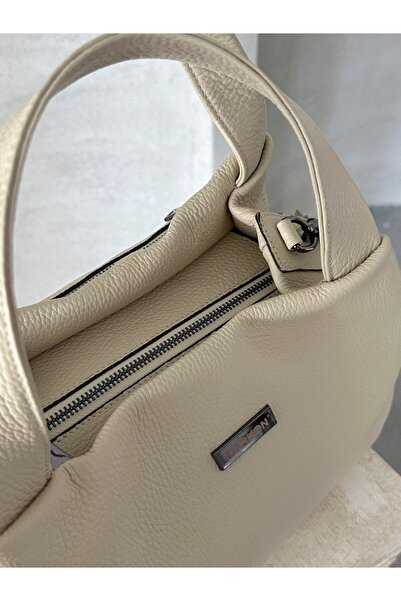 DERKON Vera Model Genuine Leather Women's Bag Cream