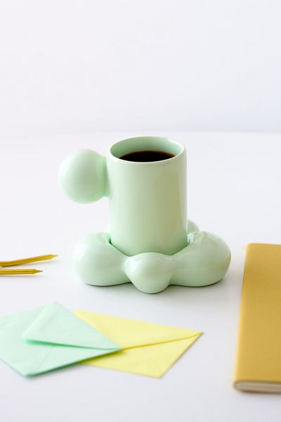 SİNEM YAMAN HOME Cloud Mint Green Handmade Ceramic Cup / 100 ml Turkish Coffee Cup