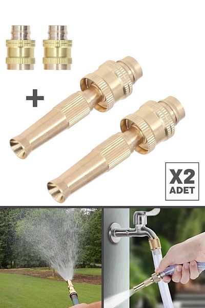 Tilbe Home 2 Pieces Brass Faucet End and Hose Pressure Connection Apparatus |   Pressurized Irrigation and Car Washing Head