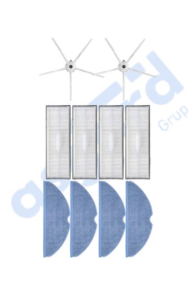 Asgard Grup Roborock S7 (Plus- Maxv-Maxv Ultra- Pro Ultra) Compatible 2 Side Brushes 4 Filters 4 Mops