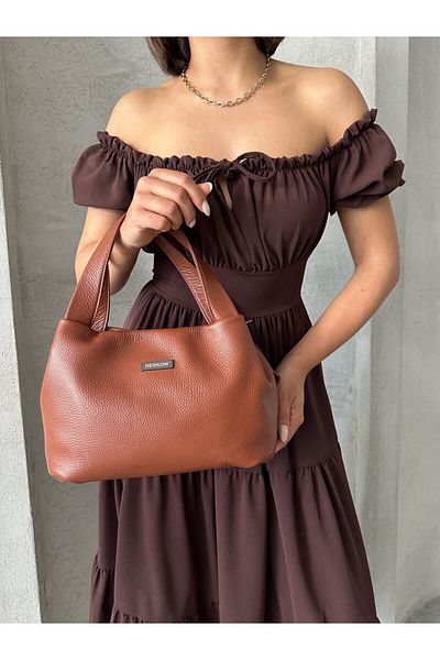 DERKON Vera Model Genuine Leather Women's Bag Brown