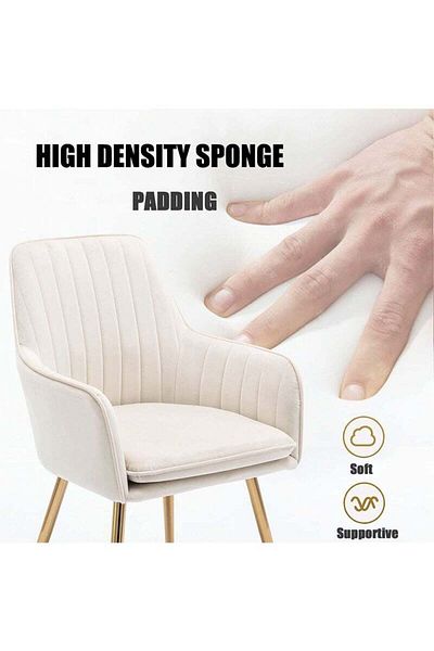 Taimi Chair Modern With Armrests Padded Seat And Metal Legs For Living ,Office Room Light Beige