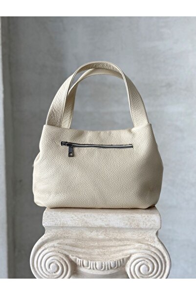 DERKON Vera Model Genuine Leather Women's Bag Cream