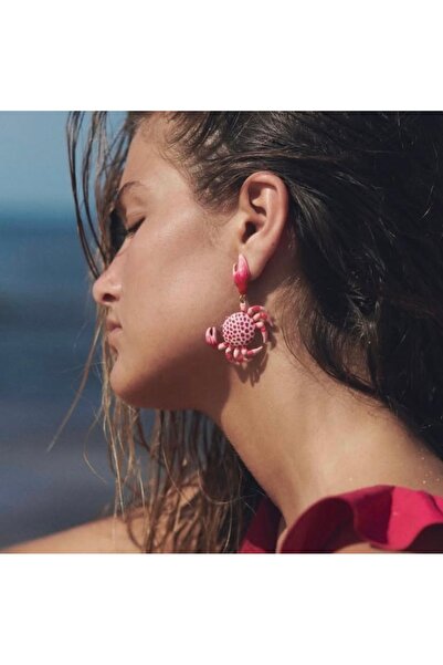 Asum İsstanbul Brand Pink Ceramic Crab Earrings