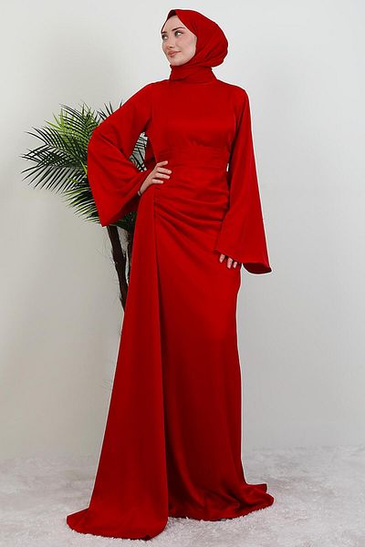 GİYZAMİLA Βραδινό Φόρεμα Jasmine Satin Κόκκινο