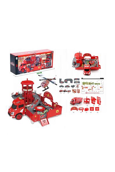 rexa Toy Garage Play Set Race Track with Elevator Toys Cars Airplane Fireman Building Stem Vehicles