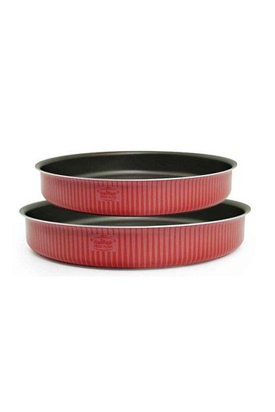 Newflon Round Oven Trays, 2 Pieces - Multi-purpose Large Diameter 28 Cm, Medium Diameter 24 Cm, Height 5 Cm