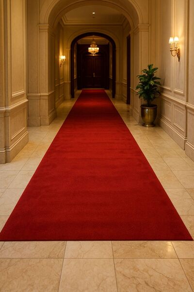 AKSEREN Protokol Kırmızı Kaymaz Jel Taban & Organizasyon Halısı Kalın Yolluk