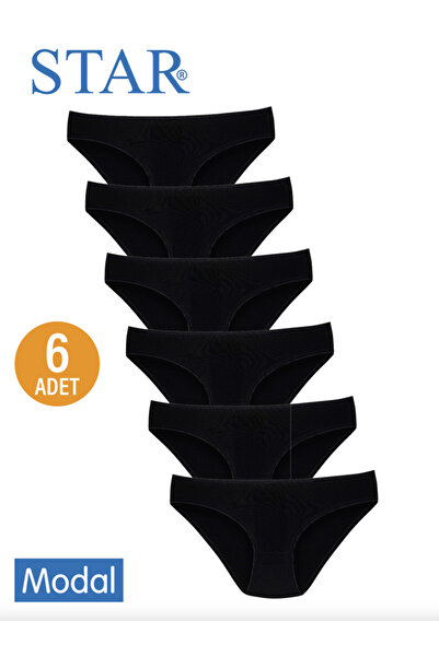 Star سروال بيكيني نسائي مكون من 6 قطع باللون الأسود بدون أثر