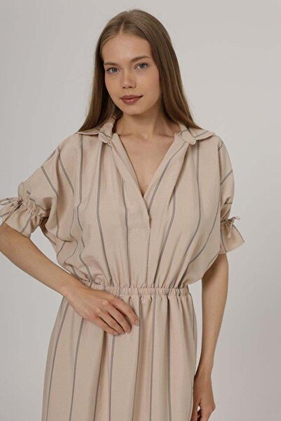 Aymood Φόρεμα με ελαστική μέση - Πέτρα